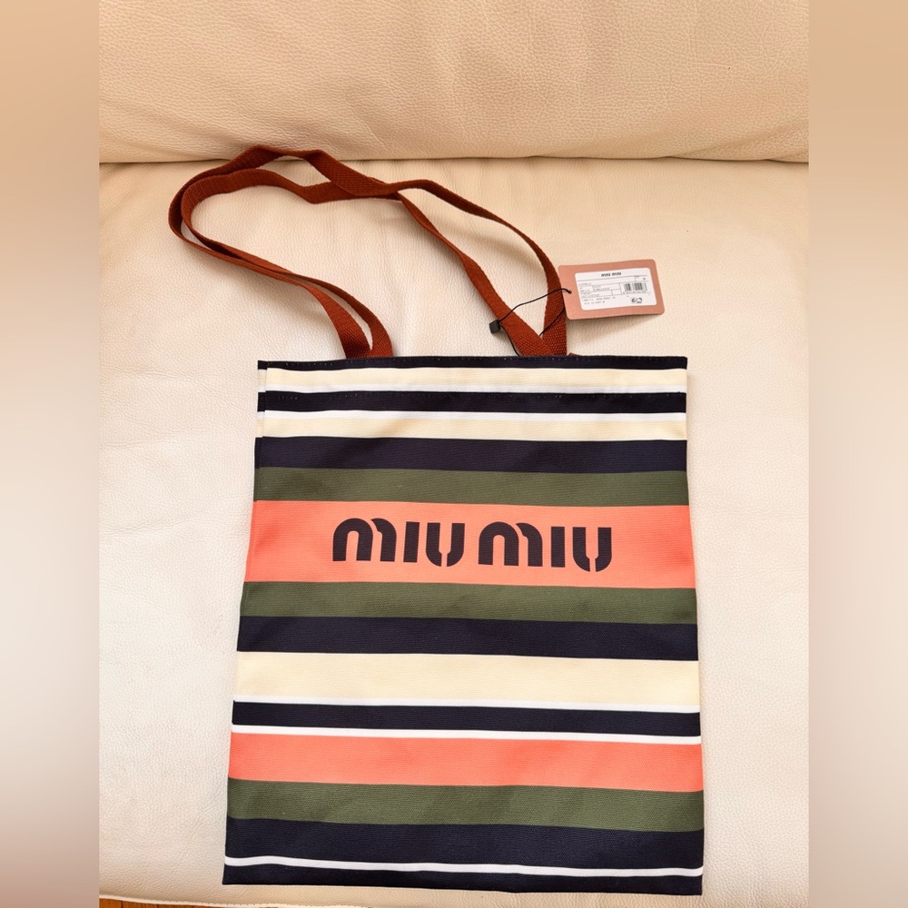 Miu Miu beauty gift Limited Edition Stripe Tote Bag Made in Italy - Picture 9 of 10